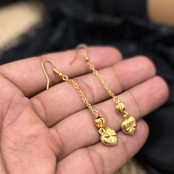 Dangle and Drop Earrings, Heart Shape Earrings, Earrings, Indian Jewelry - Picture 5 of 5